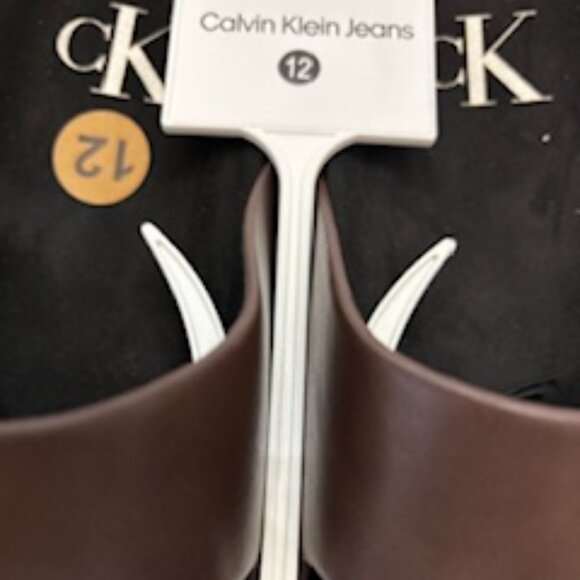Calvin Klein slip on dark brown sandals with velcro closure NWT Men's Size 12 - Picture 7 of 9